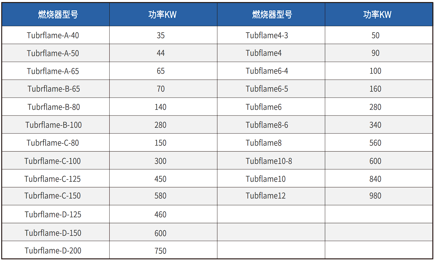 Tubflame系列燃烧器/浸管燃烧器